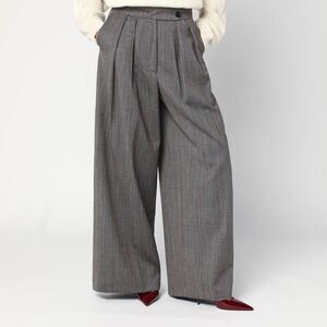 Dries Van Noten Women's Wide Gray Wool Palazzo Pants